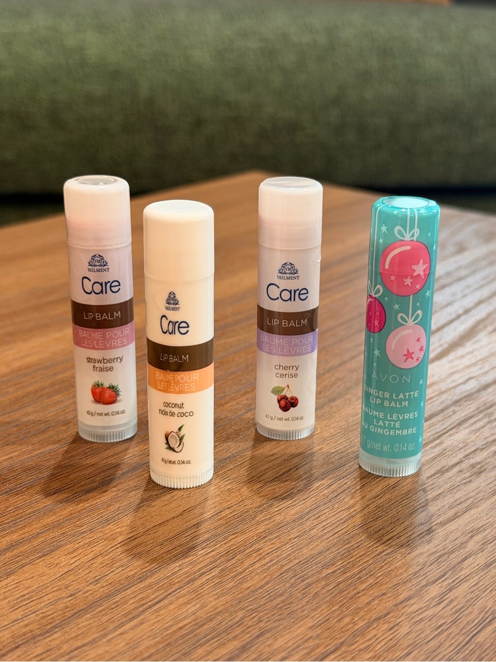 NEW Avon Veilment Care Lip Balm Cherry Coconut Strawberry & Ginger Latte SET